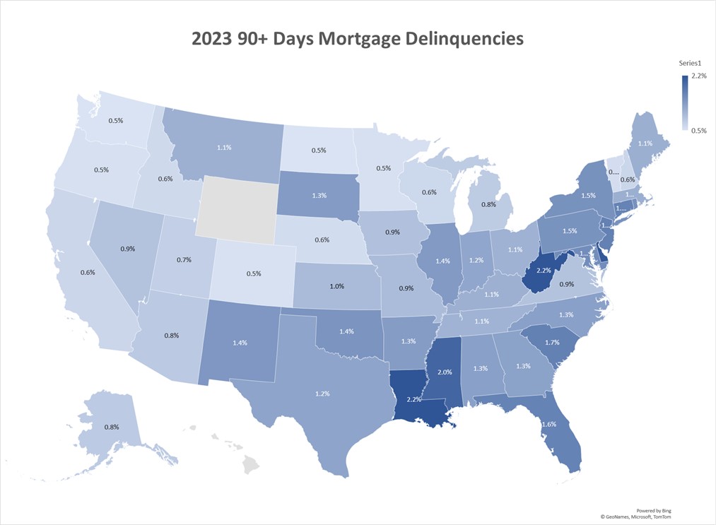 2023 90+ Day Delinquencies by State